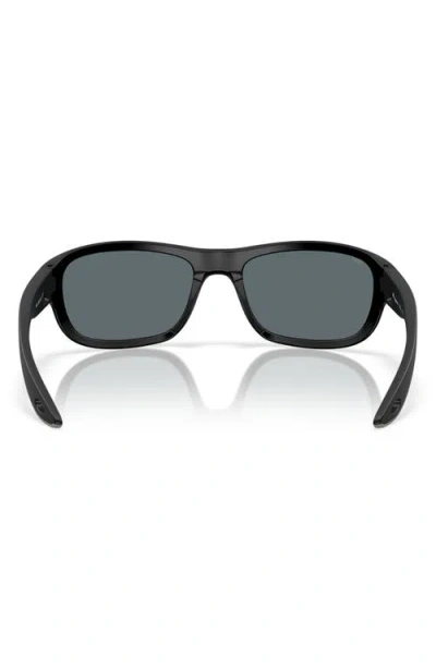 Costa Del Mar Clipperton 58mm Polarized Rectangular Sunglasses In Matte Black/blue Mirror 580p