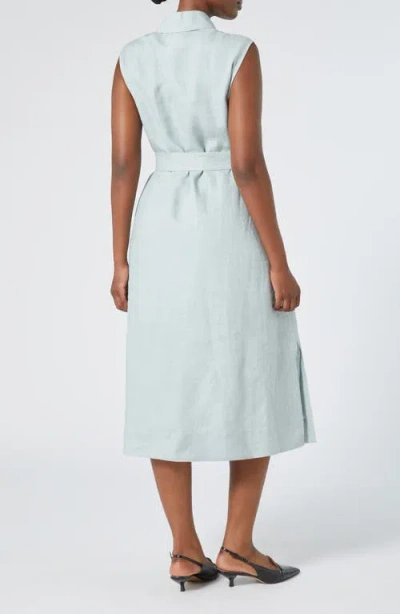 Marina Rinaldi Esedra Sleeveless Linen Shirtdress In Sage Green