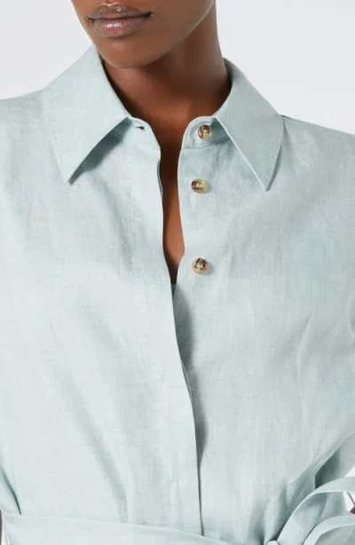 Marina Rinaldi Esedra Sleeveless Linen Shirtdress In Sage Green