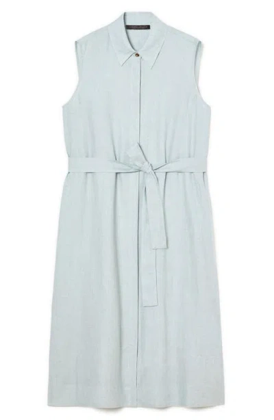 Marina Rinaldi Esedra Sleeveless Linen Shirtdress In Sage Green