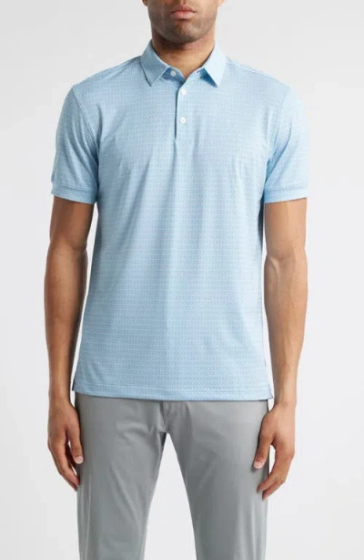 Mizzen + Main Mizzen+main Versa Trim Fit Geo Print Performance Golf Polo In Provence Diamond Sunburst