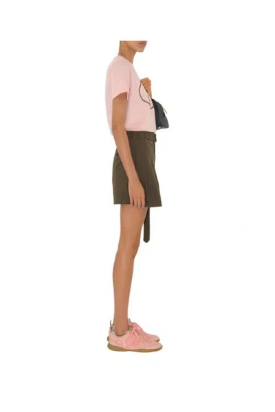 Burberry Cotton Gabardine Belted Shorts In Brown