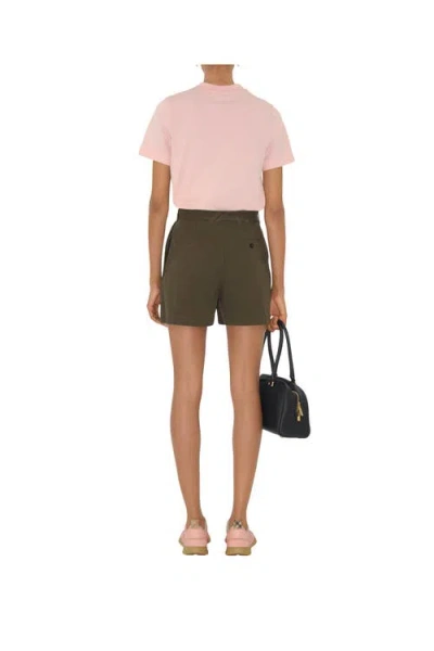 Burberry Cotton Gabardine Belted Shorts In Brown