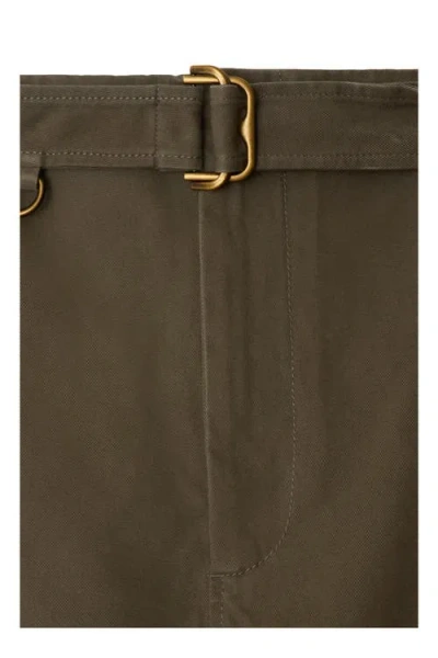 Burberry Cotton Gabardine Belted Shorts In Brown