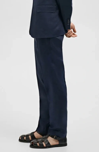 Mango Slim Fit Suit Pants In Blue