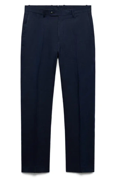 Mango Slim Fit Suit Pants In Blue