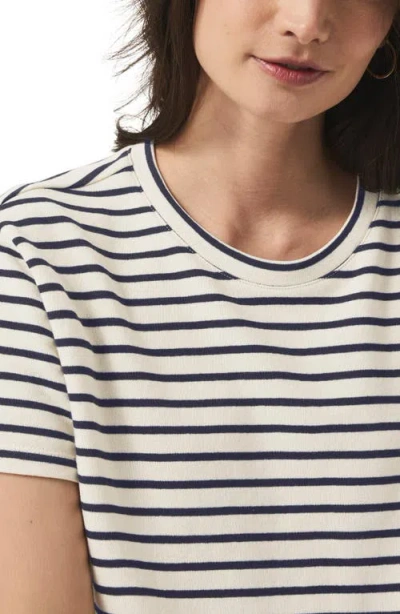 Splendid Stripe Boxy Crop T-shirt In Navy/white