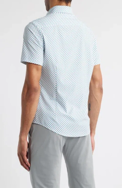 Mizzen + Main Mizzen+main Leeward Trim Fit Diamond Print Short Sleeve Stretch Button-up Shirt In White Foulard