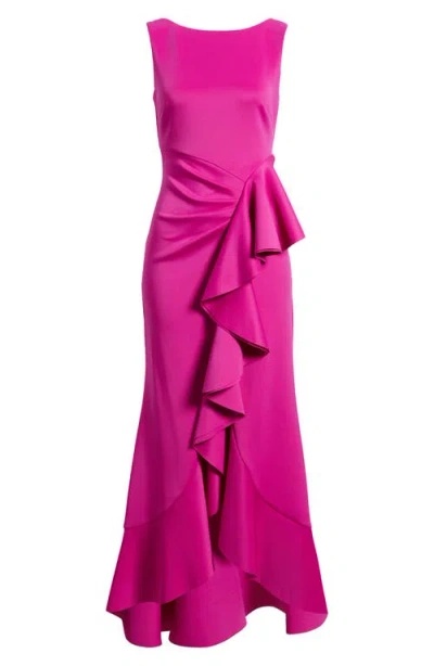 Eliza J Ruffle Sleeveless Gown In Berry
