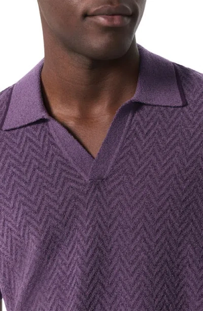 Rag & Bone Zuma Johnny Collar Chevron Terry Cloth Polo In Purple