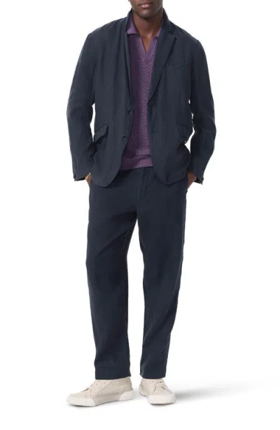Rag & Bone Zuma Johnny Collar Chevron Terry Cloth Polo In Purple