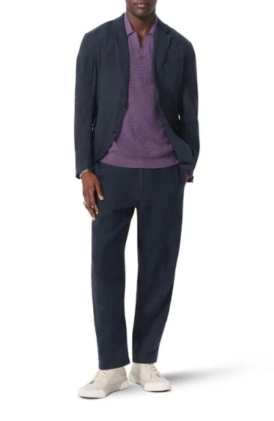 Rag & Bone Zuma Johnny Collar Chevron Terry Cloth Polo In Purple