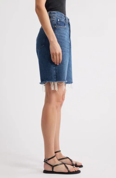 Frame The Leisure Raw Hem Denim Shorts In Nostalgia
