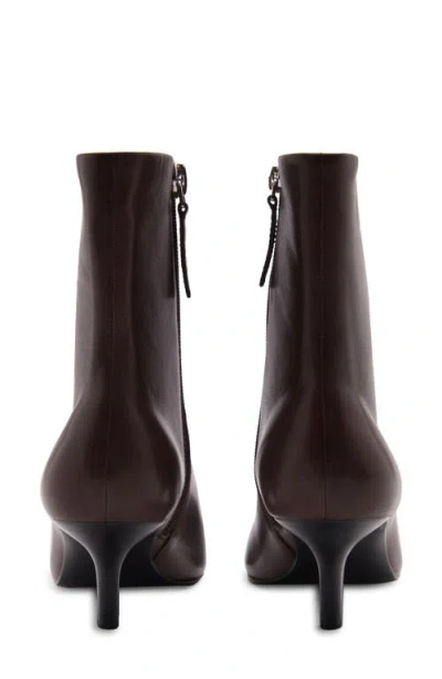 Mango Square Toe Leather Bootie In Chocolate