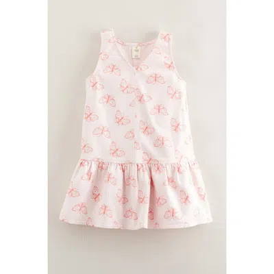 Tucker + Tate Kids' Butterfly Denim Drop Waist Dress In Pink Balm Simple Butterflies