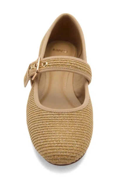 Mango Buckle Woven Mary Jane Plat In Medium Brown