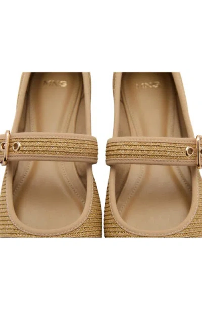 Mango Buckle Woven Mary Jane Plat In Medium Brown