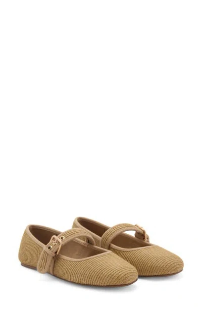 Mango Buckle Woven Mary Jane Plat In Medium Brown