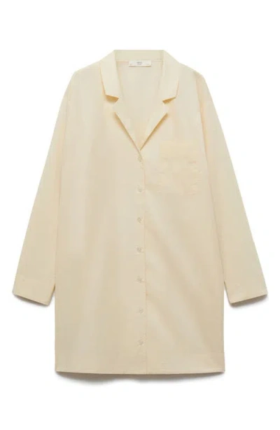 Mango Garment Washed Cotton Nightgown In Vanilla