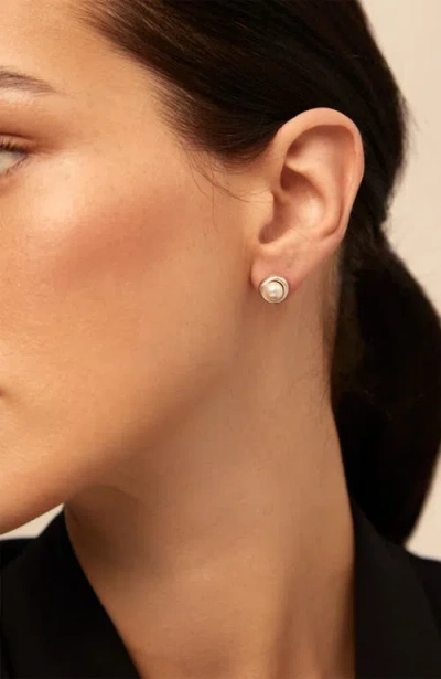 Unode50 Sterling Silver-plated Earrings With Pearl In Silver
