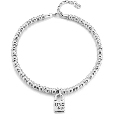 Unode50 Sterling Silver-plated Necklace With Padlock Charm In Silver