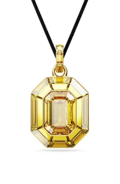 Swarovski Lucent Octagon Shaped Yellow Gold-tone Plated Pendant Necklace In Yellow