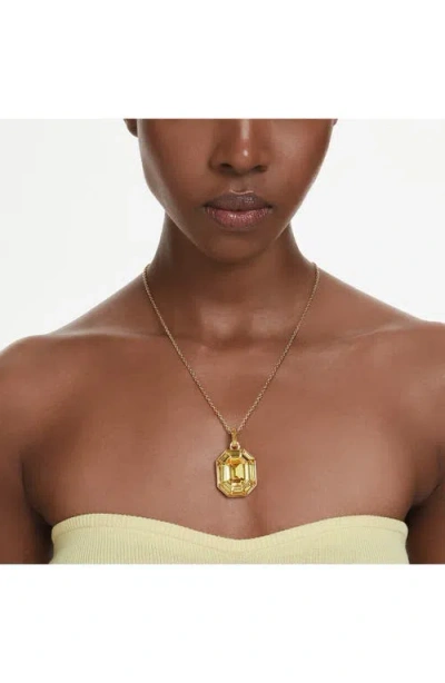 Swarovski Lucent Octagon Shaped Yellow Gold-tone Plated Pendant Necklace In Yellow