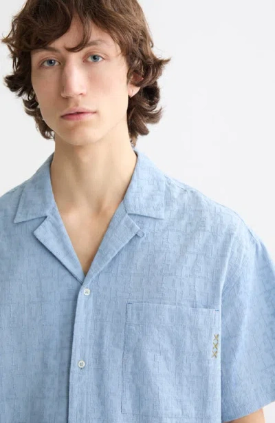 Scotch & Soda Macys Cross-stitch Camp Shirt In Blue