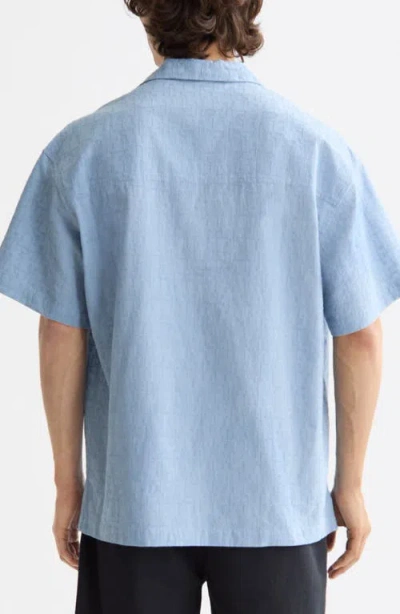Scotch & Soda Macys Cross-stitch Camp Shirt In Blue