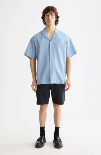 Scotch & Soda Macys Cross-stitch Camp Shirt In Blue