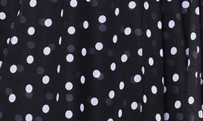 Betsy & Adam Polka Dot Handkerchief Hem Gown In Black/white