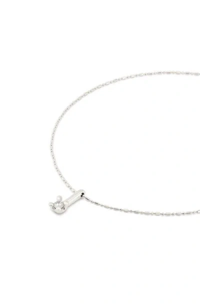 Unode50 Sterling Silver-plated Necklace With White Central Cubic Zirconia In Silver