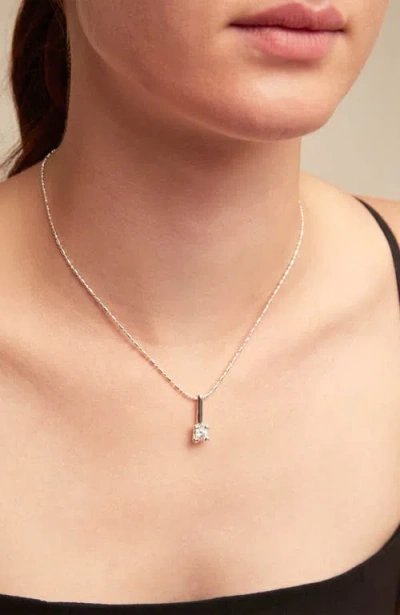 Unode50 Sterling Silver-plated Necklace With White Central Cubic Zirconia In Silver