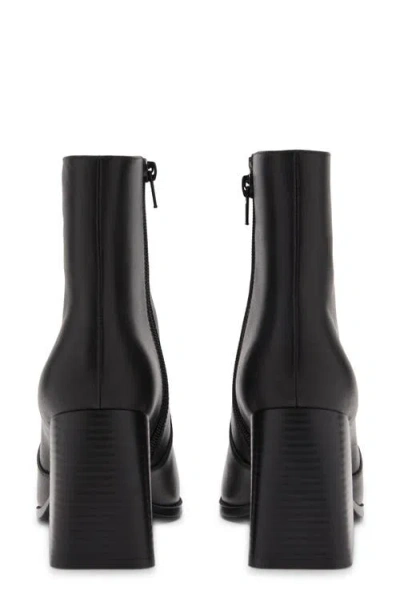 Mango Block Heel Leather Bootie In Black