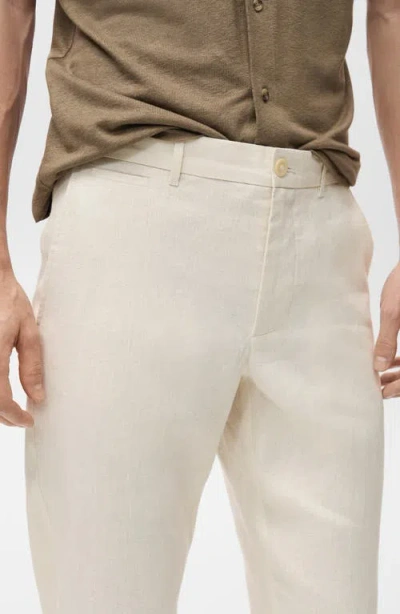 Shop Mango Slim Fit Linen Pants In Off White