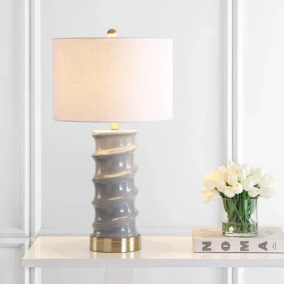 Jonathan Y Taipei 28" Ceramic Led Table Lamp In Dark Gray