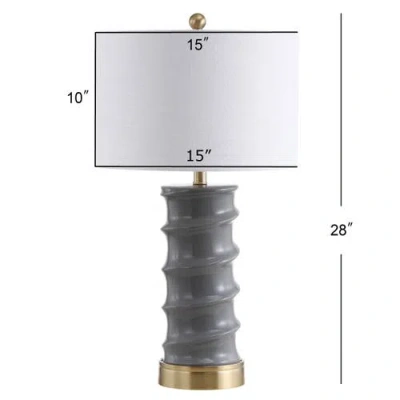 Jonathan Y Taipei 28" Ceramic Led Table Lamp In Dark Gray