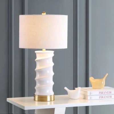 Jonathan Y Taipei 28" Ceramic Led Table Lamp In White