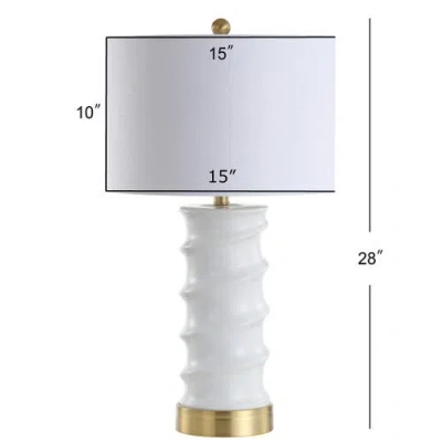 Jonathan Y Taipei 28" Ceramic Led Table Lamp In White