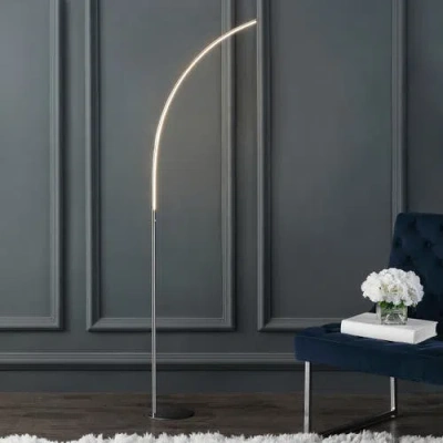 Jonathan Y Curva Minimalist Modern Led Integrated Floor Lamp In Chrome