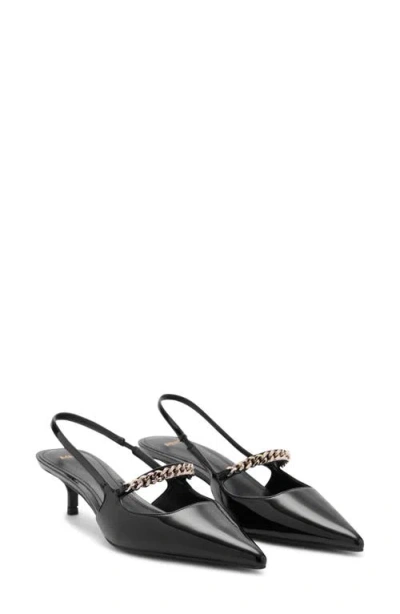 Mango Slingback Pointed Toe Mary Jane Kitten Heel Pump In Black