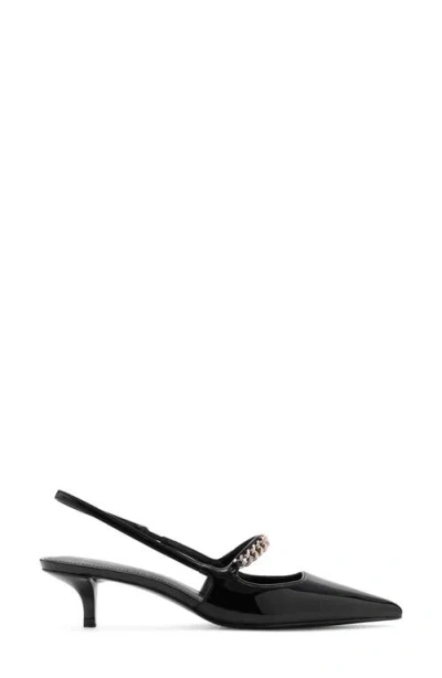 Mango Slingback Pointed Toe Mary Jane Kitten Heel Pump In Black