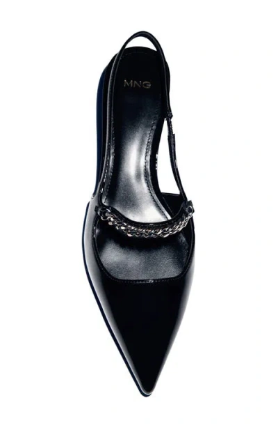 Mango Slingback Pointed Toe Mary Jane Kitten Heel Pump In Black