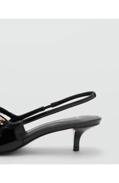 Mango Slingback Pointed Toe Mary Jane Kitten Heel Pump In Black