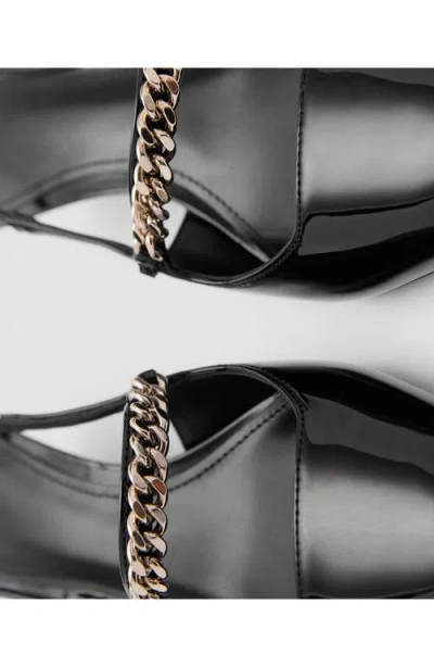 Mango Slingback Pointed Toe Mary Jane Kitten Heel Pump In Black