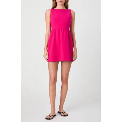 French Connection Whisper Boatneck Minidress In Cerise Pink