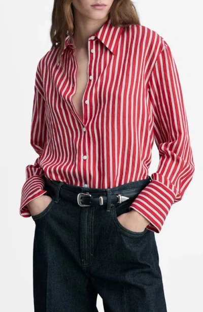 MANGO MANGO STRIPE STRAIGHT BUTTON-UP SHIRT 