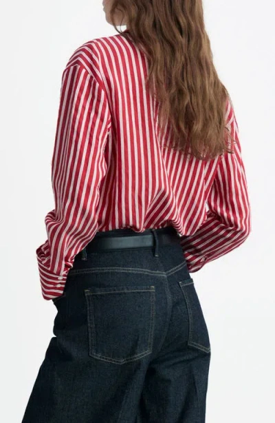 Mango Stripe Straight Button-up Shirt In Red