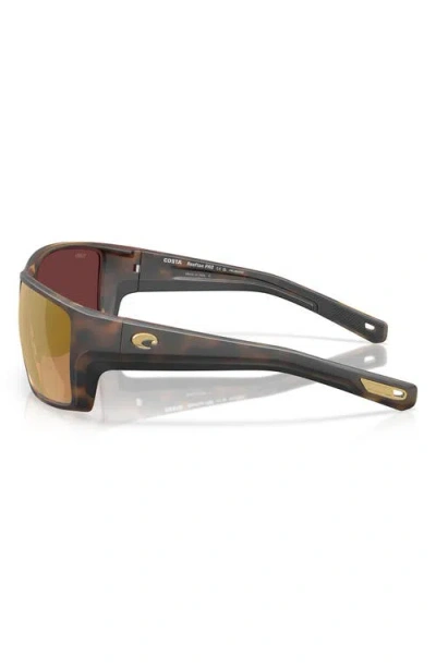 Costa Del Mar 63mm Mirrored Polarized Oversize Square Sunglasses In Matte Tortoise/gold 580g