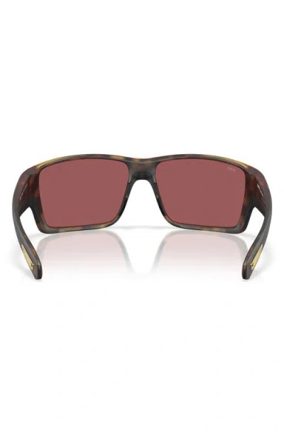 Costa Del Mar 63mm Mirrored Polarized Oversize Square Sunglasses In Matte Tortoise/gold 580g
